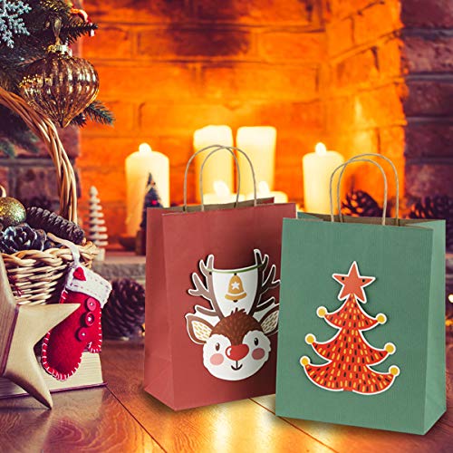 Bagdream Gift Bags 8X4.25X10.5 100Pcs Paper Bags Shopping Bags Kraft Bags Retail Bags, Red Stripes Paper Bags With Handles Bulk, Recycled Paper Gift Bags #TOP3