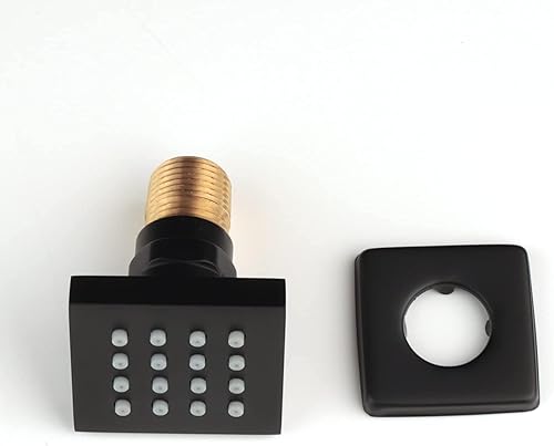 Miniatura 6 de DULABRAHE Ducha ajustable de 2 pulgadas para spa de latón cuadrado de masaje, rociador de cuerpo NPT de 12 pulgadas, acabado cromado negro cepillado