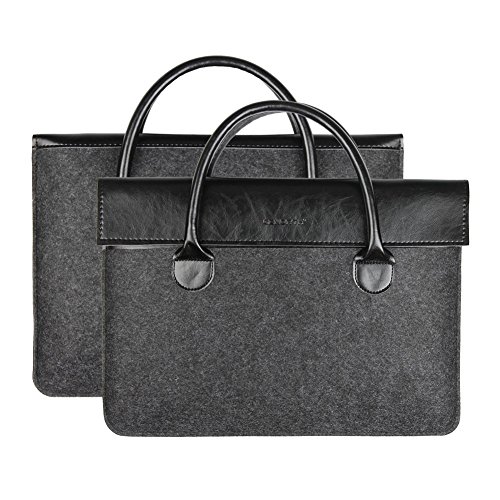 GENORTH® Housse Sacoches pour MacBook Pro Retina 15.4 Pouces,Sac à Main Feutre de Laine (15-15.4 Pouces, Noir)