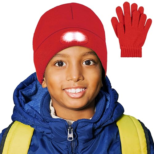 Gorro y guante con cargador HEAD LIGHTZ luz LED recargable rojo Small
