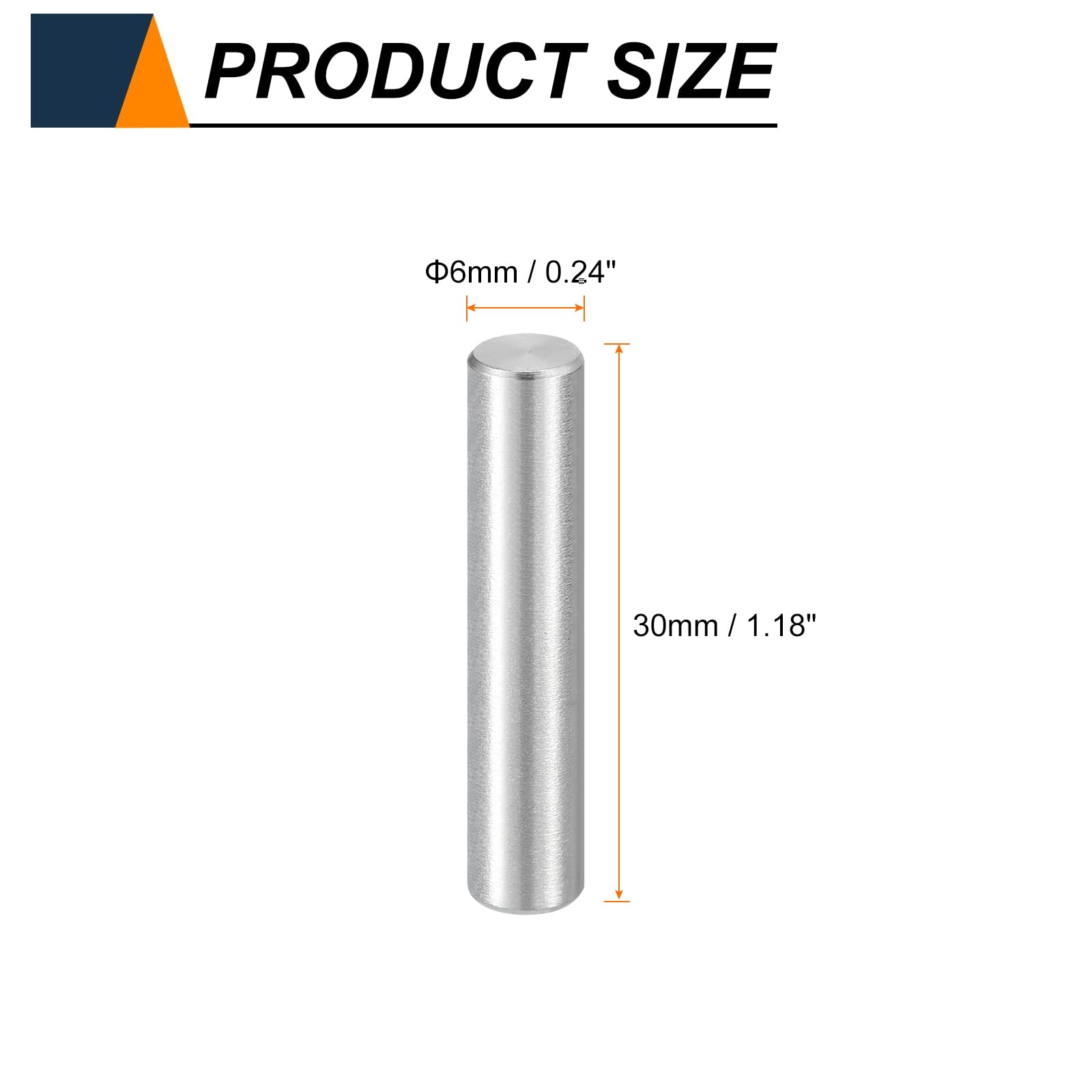 sourcing map Lot de 50 chevilles cylindriques M6 (6 mm) x 30 mm en acier inoxydable 304 pour appareils métalliques, meubles en bois, installation à faire soi-même, argent