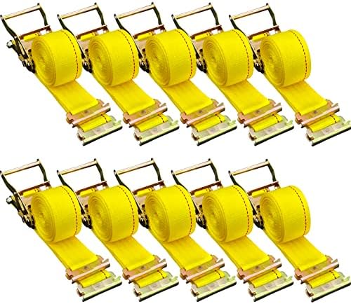 VEVOR E-Track Ratchet Strap, 10 Pack 2" x 12' E Track Straps 4400 lbs Breaking Strength, w/Polyester Webbing & Spring Fitting & Ratchets, Durable Tie-Downs for Motorcycles, Tire, Trailer Loads