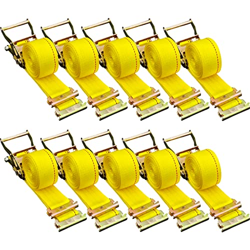 Vevor E-Track Ratchet Strap, 10 Pack 2" X 12' E Track Straps 4400 Lbs Breaking Strength, W/Polyester Webbing & Spring Fitting & Ratchets, Durable Tie-Downs For Motorcycles, Tire, Trailer Loads #TOP3