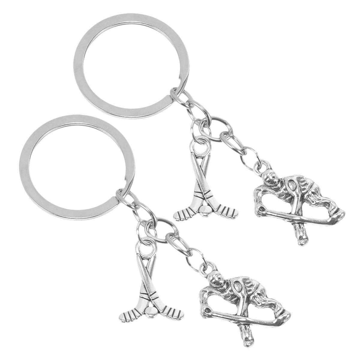 2pcs Ice Hockey Keychain Set for Players Sports Fan Handbag Hanging Key Chains with Hockey Charms Backpack Decoration Accessories
