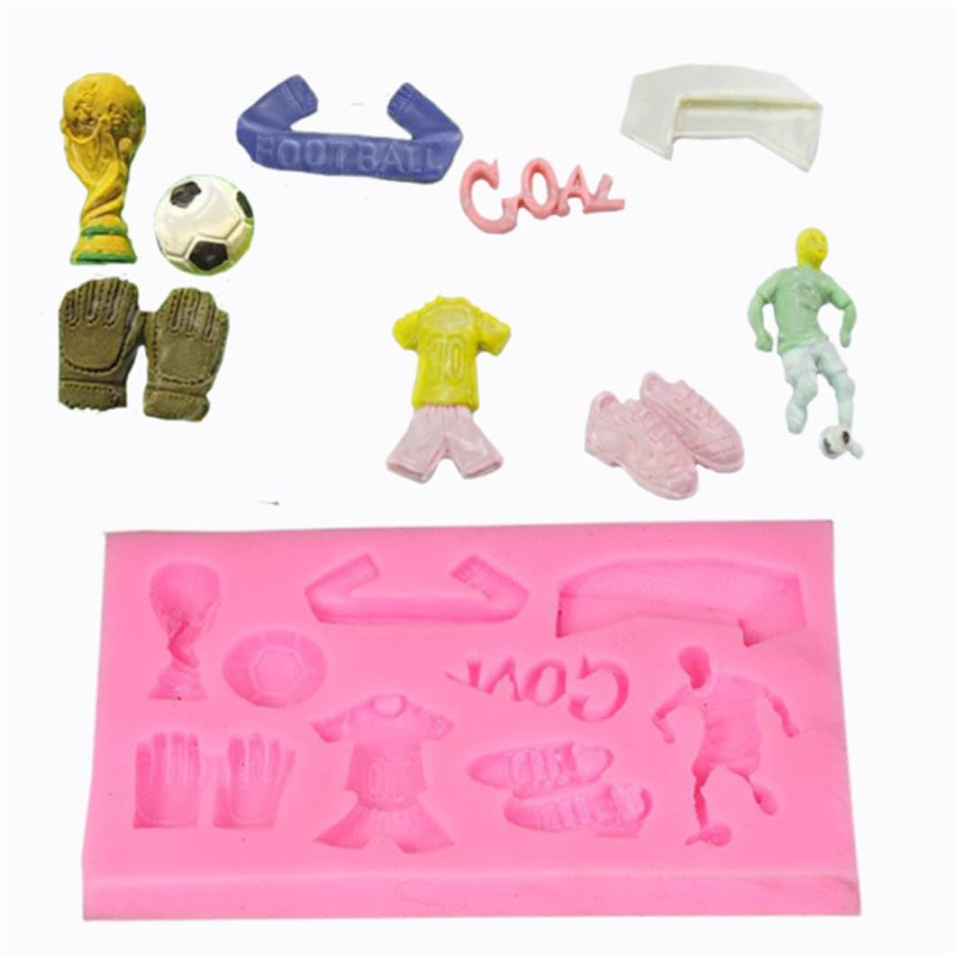 HUSAINI MART | Multicolour Football Cake Pop Mould, 1 Piece Football Cake Decorations Silicone Chocolate Mould with Soccer Gloves Sportswear Trophy Goal Player Ball Shoes Shaped, Fondant Baking Mould-image-25