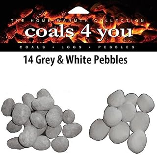 14 Grey & White Pebbles Replacement Replacements/Bio Fuels/Ceramic/Boxed 7 White & 7 Grey In Coals 4 You Packaging