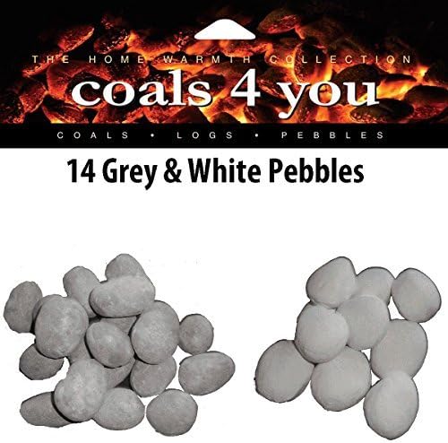 14 Grey & White Pebbles Replacement Replacements/Bio Fuels/Ceramic/Boxed 7 White & 7 Grey In Coals 4 You Packaging
