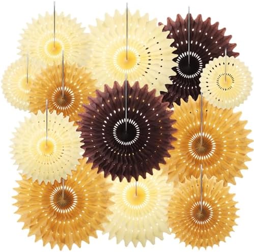 Outus 12 Pcs Hanging Honeycomb Paper Fans Sets, Fiesta Brown and ...