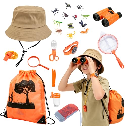 Kit d'exploration extérieur Xerteam orange avec 13 pièces d'aventure pour enfants