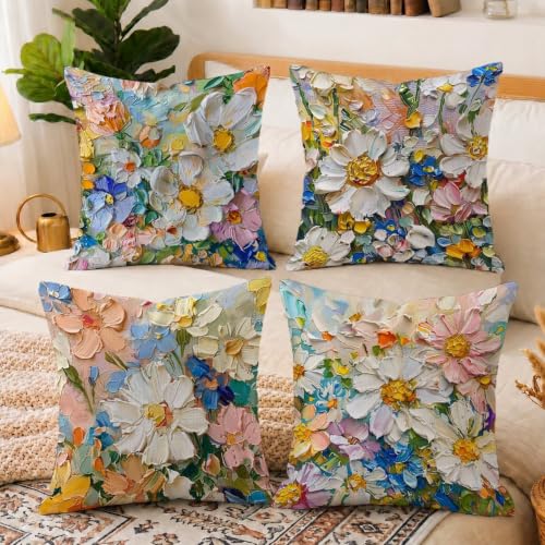 Housse de coussin 65x65 lot de 4 imperméable pour canapé de jardin et salon - 6