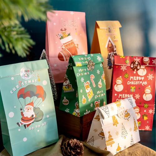 POPOYU Weihnachtskalender zum Befüllen,Adventskalender Papiertüten,2024 Adventskalender zum Befüllen Kinder,Weihnachts-Countdown-Adventskalender-Set,DIY Adventskalender für Kinder Weihnachten Party