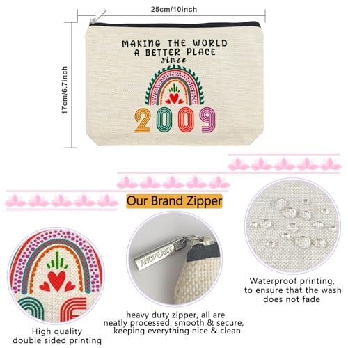 ancpeany Sweet 16 Birthday Decorations for Girls, Her, Teenage Girls, Sister, Daughter, Granddaughter, 2009 Funny 16 Year Old Girl Gift Ideas Makeup Bags, Cosmetic Travel Bag for 16th Birthday Gifts2