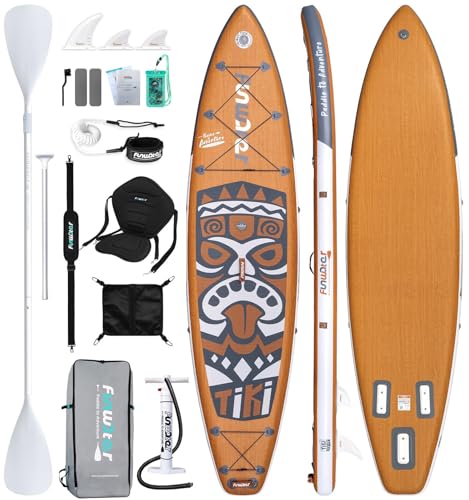 Funwater Retro Tiki - Tabla De Paddle Hinchable 3 Años De Garantía, Extra Larga Y Ancha, 11 6 X 33 Pulgadas, Con Bomba, Remo De Doble Extremo Funwater Retro Tiki - Tabla De Paddle Hinchable 3 Años De Garantía, Extra Larga Y Ancha, 11 6 X 33 Pulgadas, Con Bomba, Remo De Doble Extremo