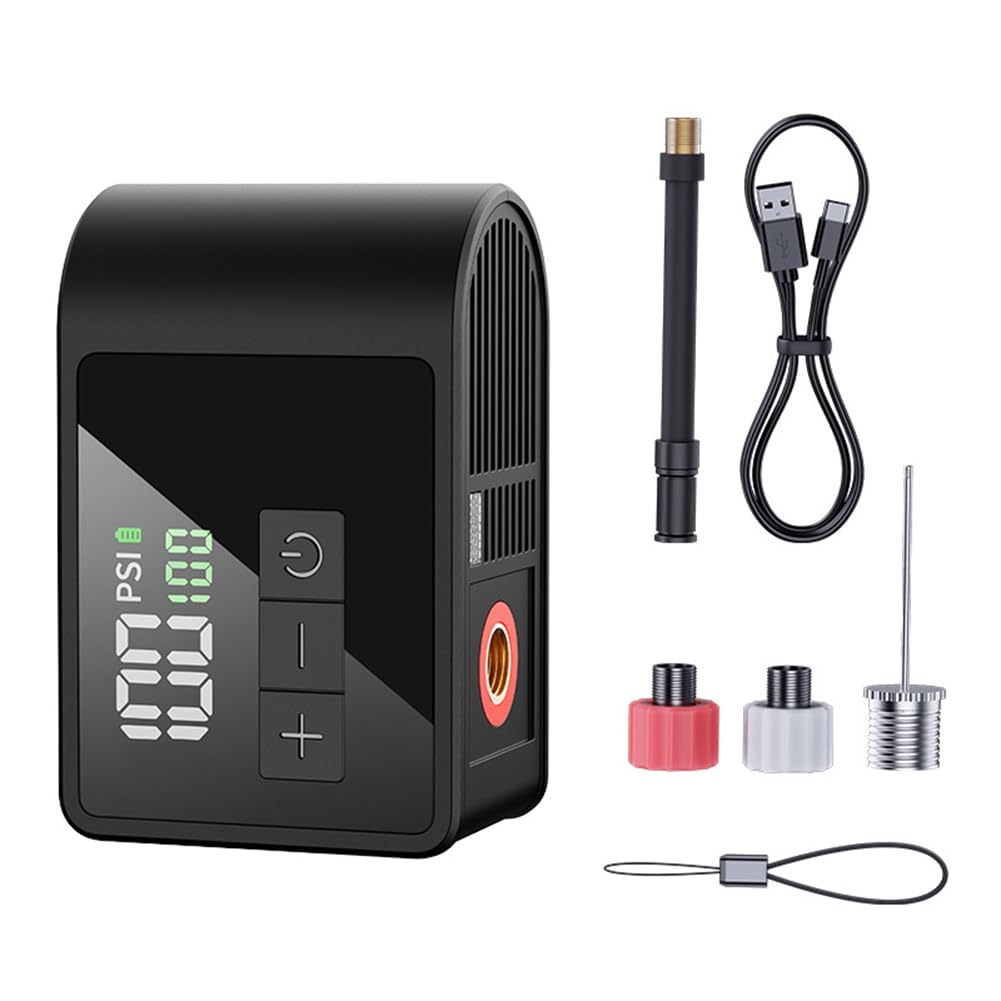 Littimoon Auto-Shut-Off Mini Electric Bike Pump,120 PSI, Integrated Pressure Gauge& LED Light, Charge for Road Bikes