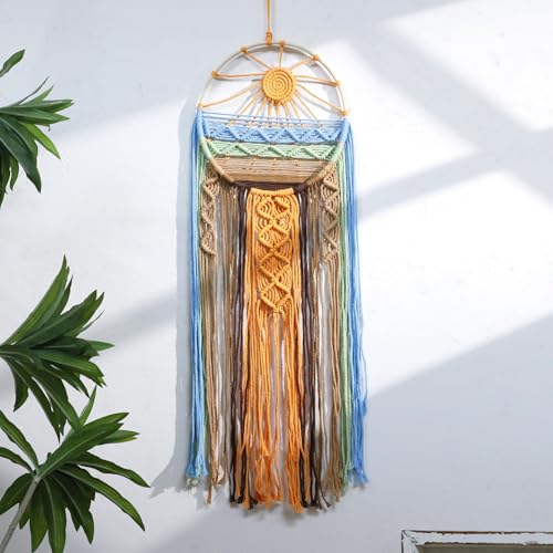 Artilady Sunburst Wall Decor Dream Catcher - Macrame Wall Hanging Large Dreamcatchers, Colorful Hand Woven Tapestry Sunshine Boho Room Decor for Bedroom Living Room Nursery (Sunshine)