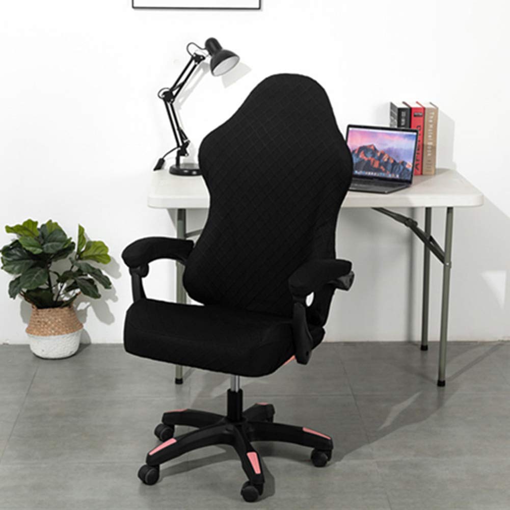 Sin silla, solo fundas para sillas de juegos, fundas elásticas de poliéster para silla reclinable de juegos de carreras (negro) 6