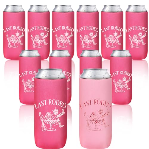 Image of SiliFine 12 Pcs Bachelorette Party Can Sleeves Bulk Coquette Bachelorette Party Decoration Cowgirl Can Sleeves for Bridal Shower Gifts(3.5 x 5.5 Inches,Last Rodeo)