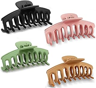 QAIMER Hair Claw Clips - 4 PCS Hair Clips Women - 4.3 inch Claw Clip is one of the handy Girls Hair Accessories for Women of all hair types (4 Colors)