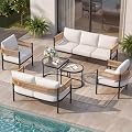 Grand patio 6-Piece Wicker Outdoor Furniture Set with 3-Seat Couch, Thick Cushions and Coffee Table, Patio Sofa Conversation Set for Backyard, Balcony, Natural