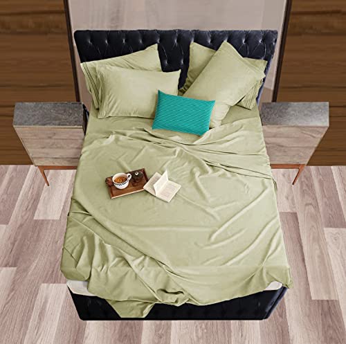 Image of Mocassi Hotel Luxury 1800 Thread Count Bedding Pillowcases King Size Set of 2 - Pillow Covers - Pillow Protector - Cooling Pillowcases (Set of 2 King Size 20 inch x 40 inch, Sage Green)