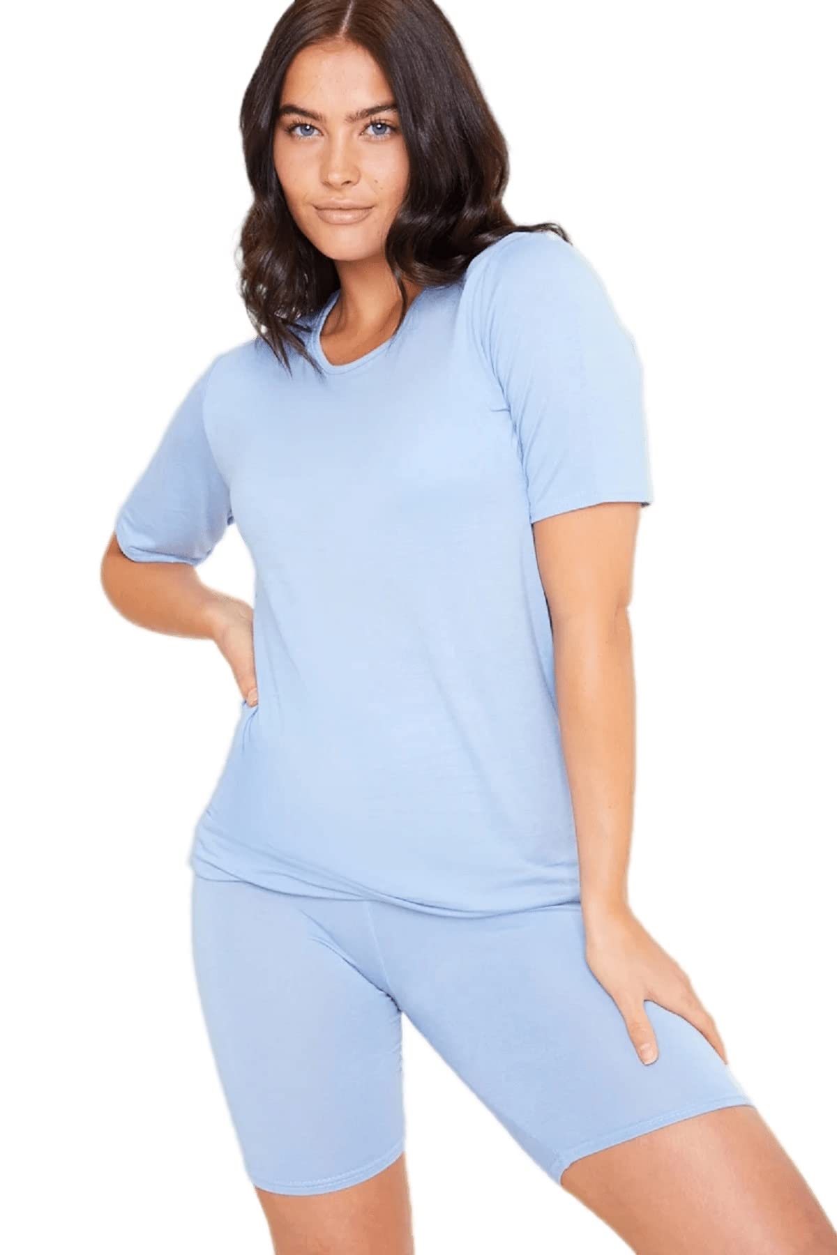 Crazy Girls Girls Sky Blue Crazy Womens Cycling Shorts Set Loungewear, Sm (Uk 8-10)