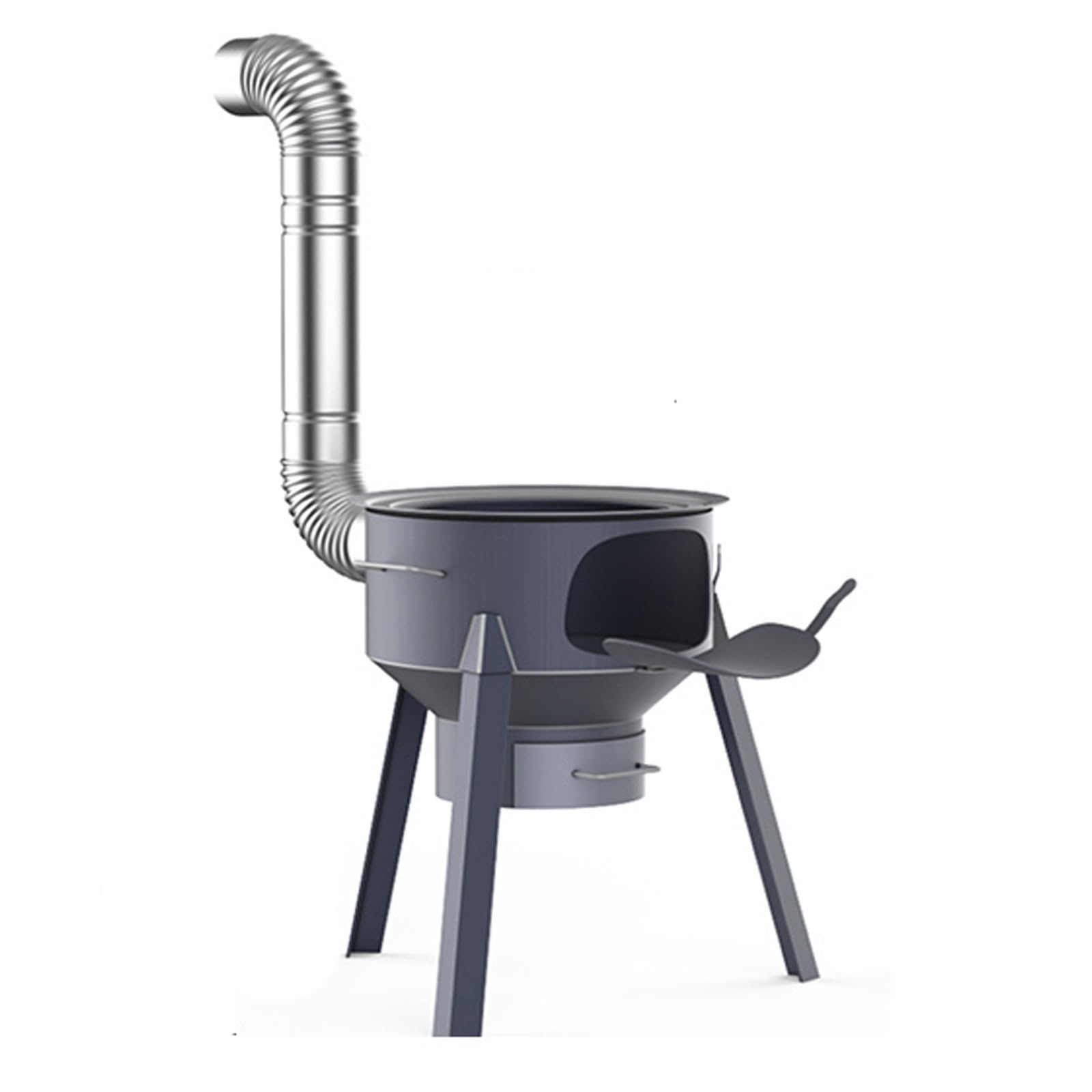 Stufa a legna con griglia - Staccabile, fornello da campeggio per legna da ardere per cucinare all'aperto - Grande stufa a razzo da campeggio con canna fumaria - Accessorio per barbecue da giardino