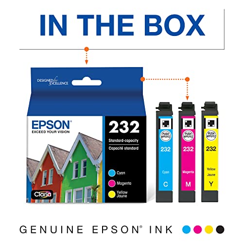 Image of Epson 232 Claria Ink Standard Capacity Black & Color Cartridge Combo Pack (T232120-BCS) & 232 Claria Ink Standard Capacity Color Combo Pack (T232520-S) Works with Workforce