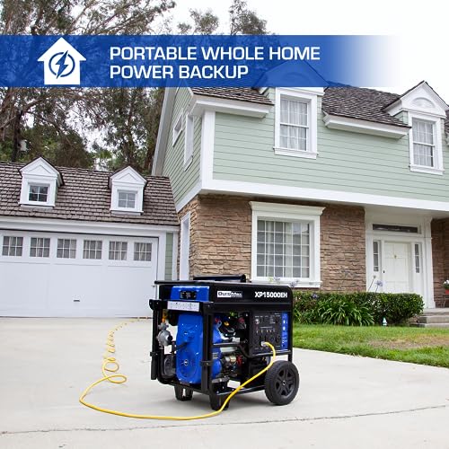 Image of DuroMax XP15000EH Dual Fuel Portable Generator-15000 Watt Gas or Propane Powered Electric Start-Home Back Up & RV Ready, 50 State Approved, Blue and Black