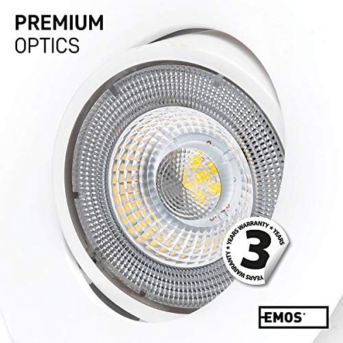 Emos Exclusive Round LED Spot Lights for Ceiling 5W / 450lm | Mains Powered, Ultra Slim, Adjustable Tilt | recessed LED Ceiling Light Cold White 6500k | Pack of 3 LED Spotlights White
