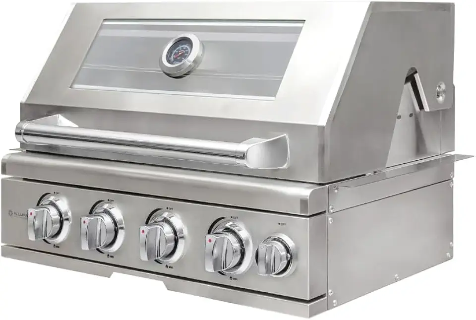 Churrasqueira a Gás Alluma Max Em Inox 304 de Embutir - 4 Queimadores - Com Visor e Infrared