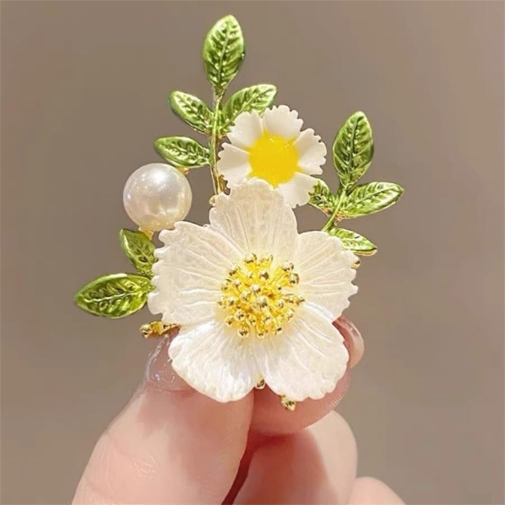 Crystal Rhinestone Pearl Flower Brooch, Vintage Elegant Flower Brooch, Pearl Pin, Women's Badge for Coats Lapels Clothing Classic Wedding Fashion Jewelry Accessory a Gift for Ladies and Girls - Image 5