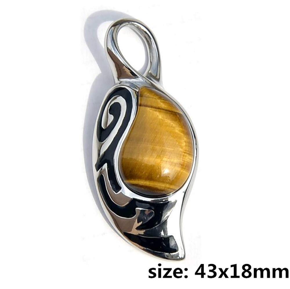 PAMTIER Collier pour Homme Femme Acier Inoxydable avec Pierre Pendentif en Forme de Larme Collier
