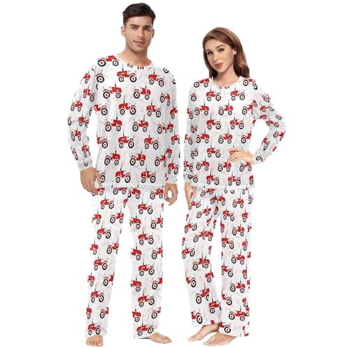 Unisex Pajama Set Old Wheeled Tractors Family Matching Long Sleeve 2 Piece Sleep Lounge Set for Men & Women