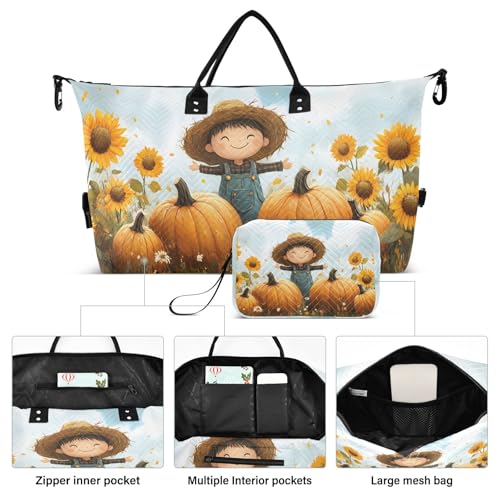 Weekender Bags Travel Duffel Gym Bag Baby Sunflower Field Carry on Overnight Tote Bag with Toiletry Bag for Airplane Travel Trip Gym Yoga2