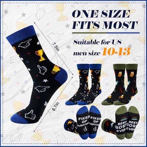 Shihanee 2 Pairs Novelty Dress Socks for Men Nurse Doctor Dentist Lawyer Teacher Boss Pastor Crew Socks Funny Holiday2