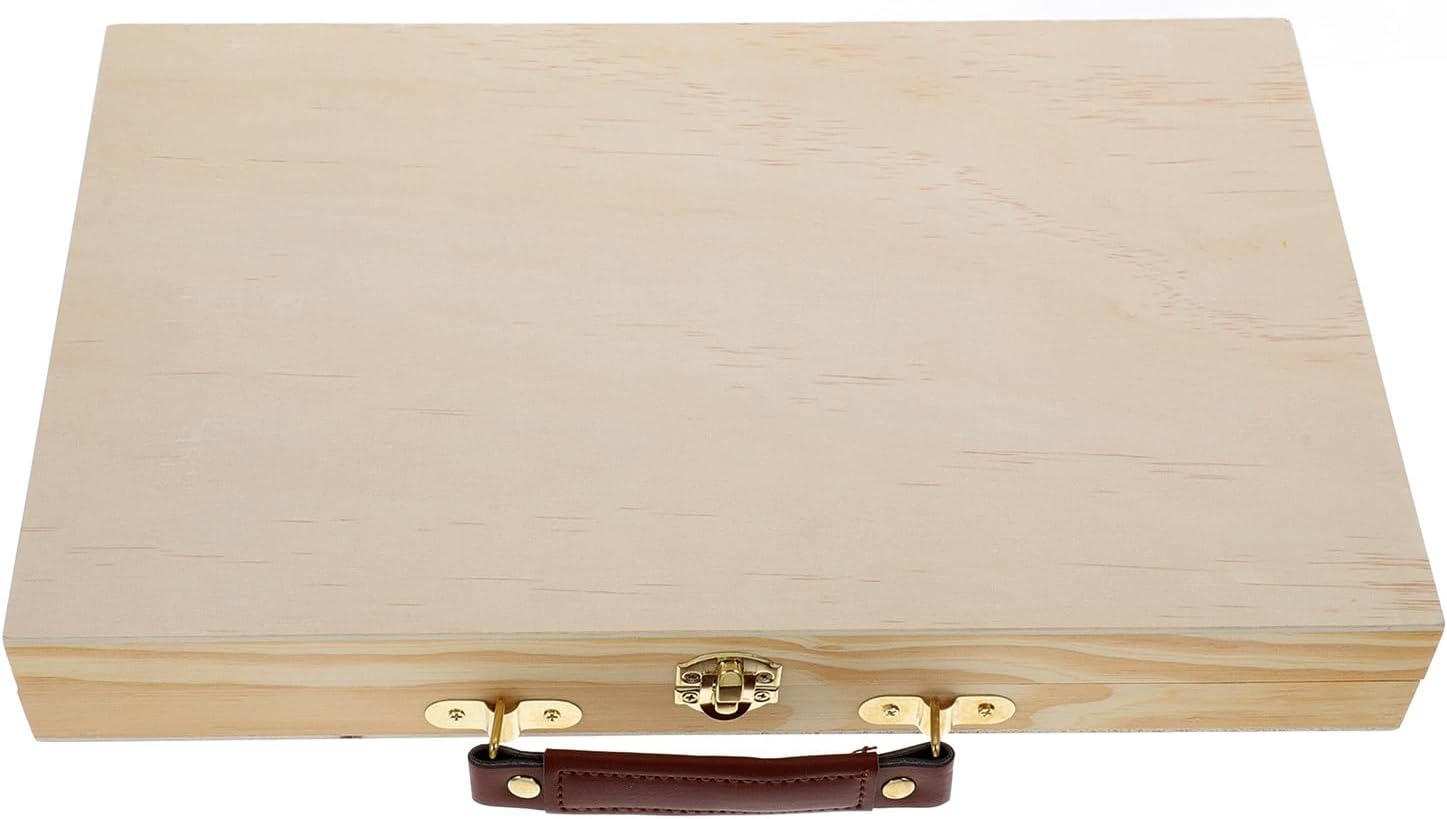 FUOYLOO Unfinished Wood Painting Storage Box Lightweight Design, Portable Art Supply Organizer for Sketch Pencils and Painting Pens