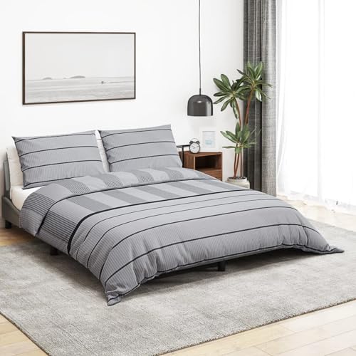 Iiaky DU Vet Cover Set Grey 260x240 cm Cotton-Bedding DU Vet Cover,Soft Microfibre Polyester,Bedding Quilt Cover Set,with Pillow cases