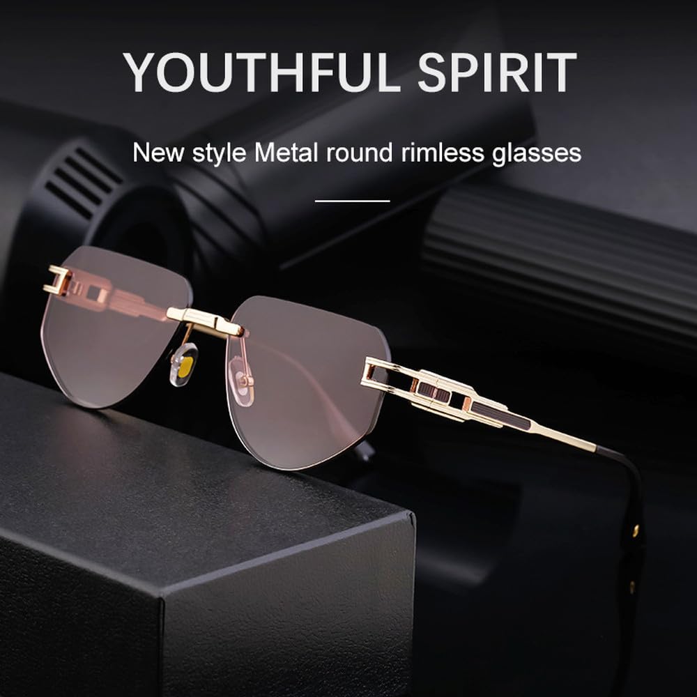 Gafas de sol ovaladas de moda para mujeres y hombres, vintage, de lujo, sin montura, de metal, retro, UV400
