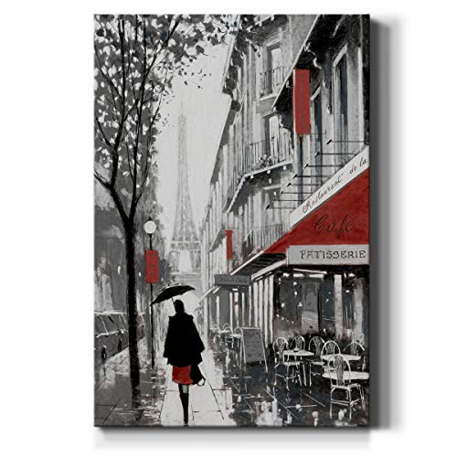 Renditions Gallery Rainy Day Paris (1) Wall Art, French Cafe & Eiffel Tower, Portrait Decor, Elegant Parisian Artwork, Premium Gallery Wrapped Canvas, Ready To Hang, 12 In H X 18 In W, Made In America, Azs-Wc03-41801-1218-Mk #TOP4