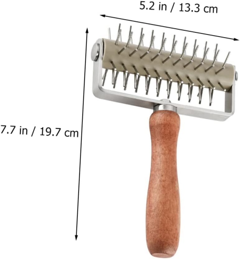 Ipetboom Food Grade Stainless Steel Pizza Dough Roller with Handle Pastry Needle Wheel Cutter and Punch Tool for Baking Prevents Dough Bubbles for Pizzerias and Bakeries