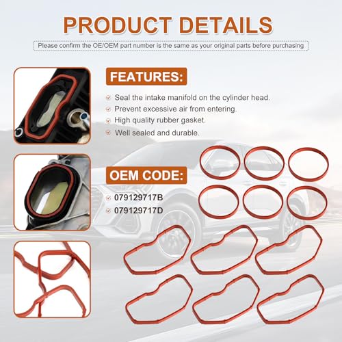 Image of 079129717B 079129717D 12x Upper and Lower Intake Manifold Gaskets Fit for Audi A7 A6 A8 S4 S5 Q5 Q7 SQ5