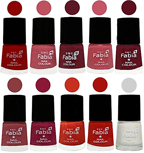 Image of SMC Fabia ALL IN ONE (PACK OF 10), Long Lasting Glossy Nail Polish, 6 ml Each, All Vibrant Colours,02423