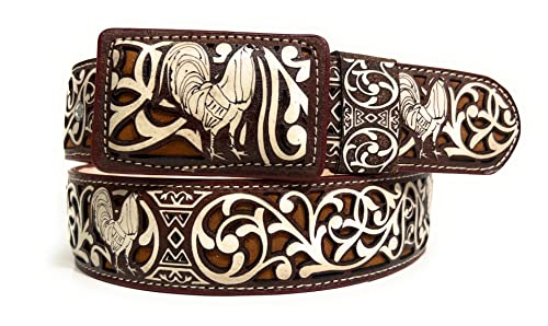Cinto Laser Con Gallo, Men's Charro Saddle Vaquero Belt, Cinto Charro