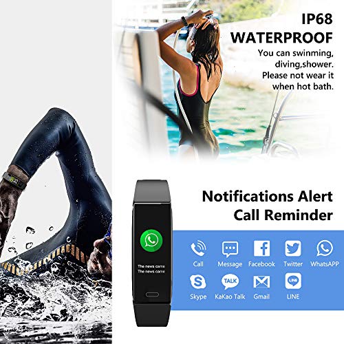 Mgaolo Fitness Tracker,Waterproof Activity Tracker with Blood Pressure Heart Rate Sleep Monitor for Android and iOS,11 Sport Modes Health Fit Smart Watch with Pedometer for Fitbit Men Women Kids Black