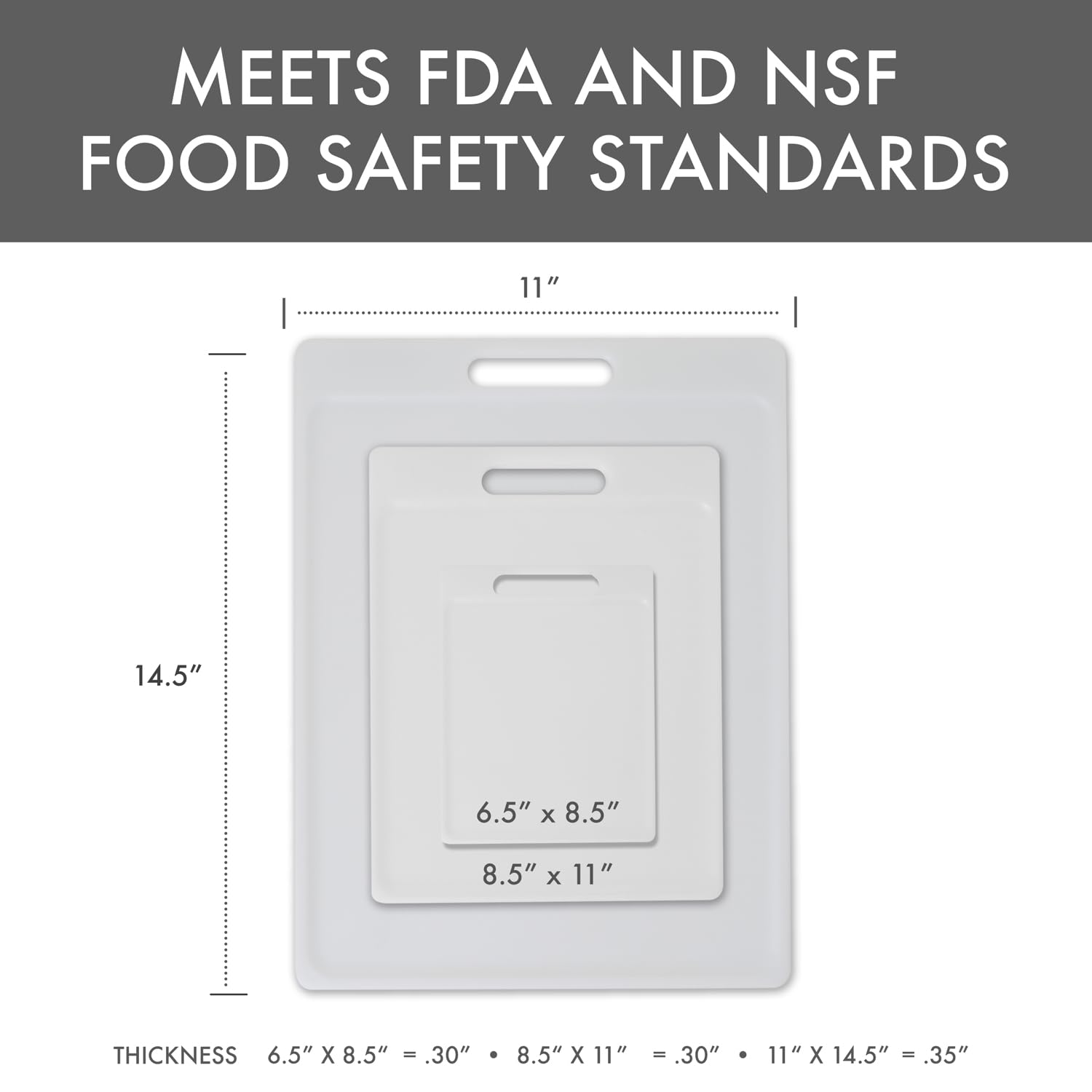 Dexas Tagliere Polysafe NSF 21x28 Cm Con Manico: Reversibile, Bianco, Certificato FDA, Made In USA