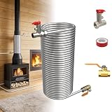 TATIVALO Tubo de acero inoxidable para chimenea, intercambiador de calor de acero inoxidable, espiral de calefacción sin electricidad, utiliza calor de chimenea de manera eficiente para calefacción