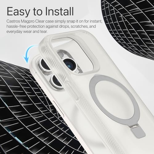Image of Vaku Luxos Astros Magpro Back Cover Case for iPhone 15 Pro Max with Magnetic Alloy Ring Metal Kickstand Scratch Resistant Slim Thin Military-Grade Protection Compatible with MagSafe - White
