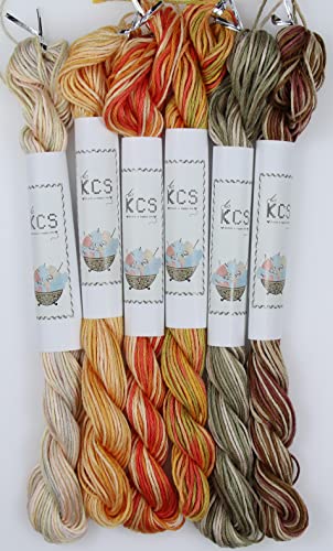 Image of KCS Big skeins of 25 Meters Size 25 Color Variegated Cross Stitch Stranded Threads,6 skeins,13