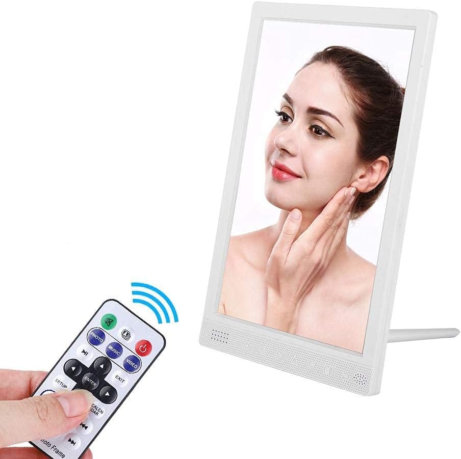 デジタルフォトフレーム 10インチips Hd電子アルバム写真 ビデオプレーヤーカレンダークロックサポート32gbメモリカード広告機クリスマス 誕生日プレゼント 音楽 白 35 Off