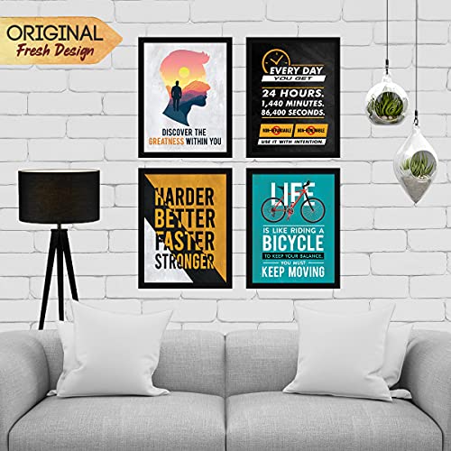 Image of Chaka Chaundh - Motivational Quotes frames - Framed posters - Wall frames for OFFICE, STUDENT & ENTREPRENEUR - Photos with quotes - Posters with frame (14 X 11 Inches) -Set of 4 (Aqua - Yellow - Black)